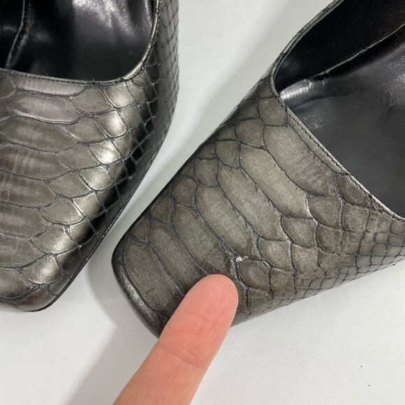 Via Spiga Womens Pump Heels Metallic Leather Croc Almond Toe Size 8M - Picture 6 of 10